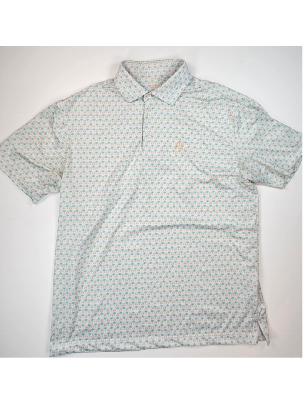 Rhoback The Koopa Polo Mens Large Golf Cart Palm Tree Performance Golf Shirt